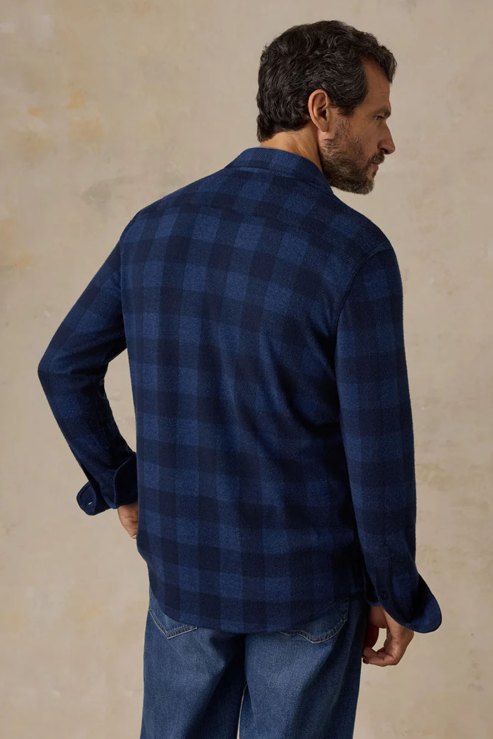 Faherty - Legend Sweater Shirt - Alpine River Buffalo - Model Back