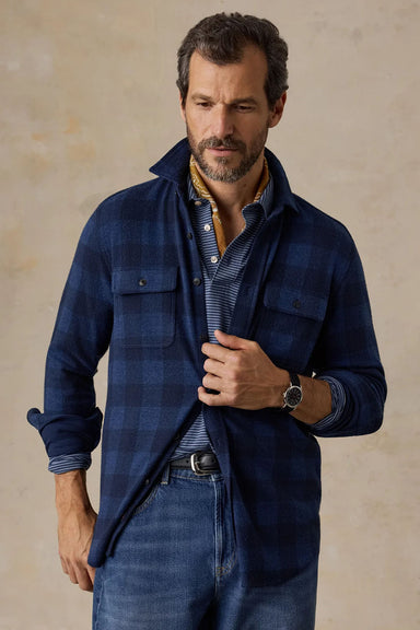 Faherty - Legend Sweater Shirt - Alpine River Buffalo - Model Front