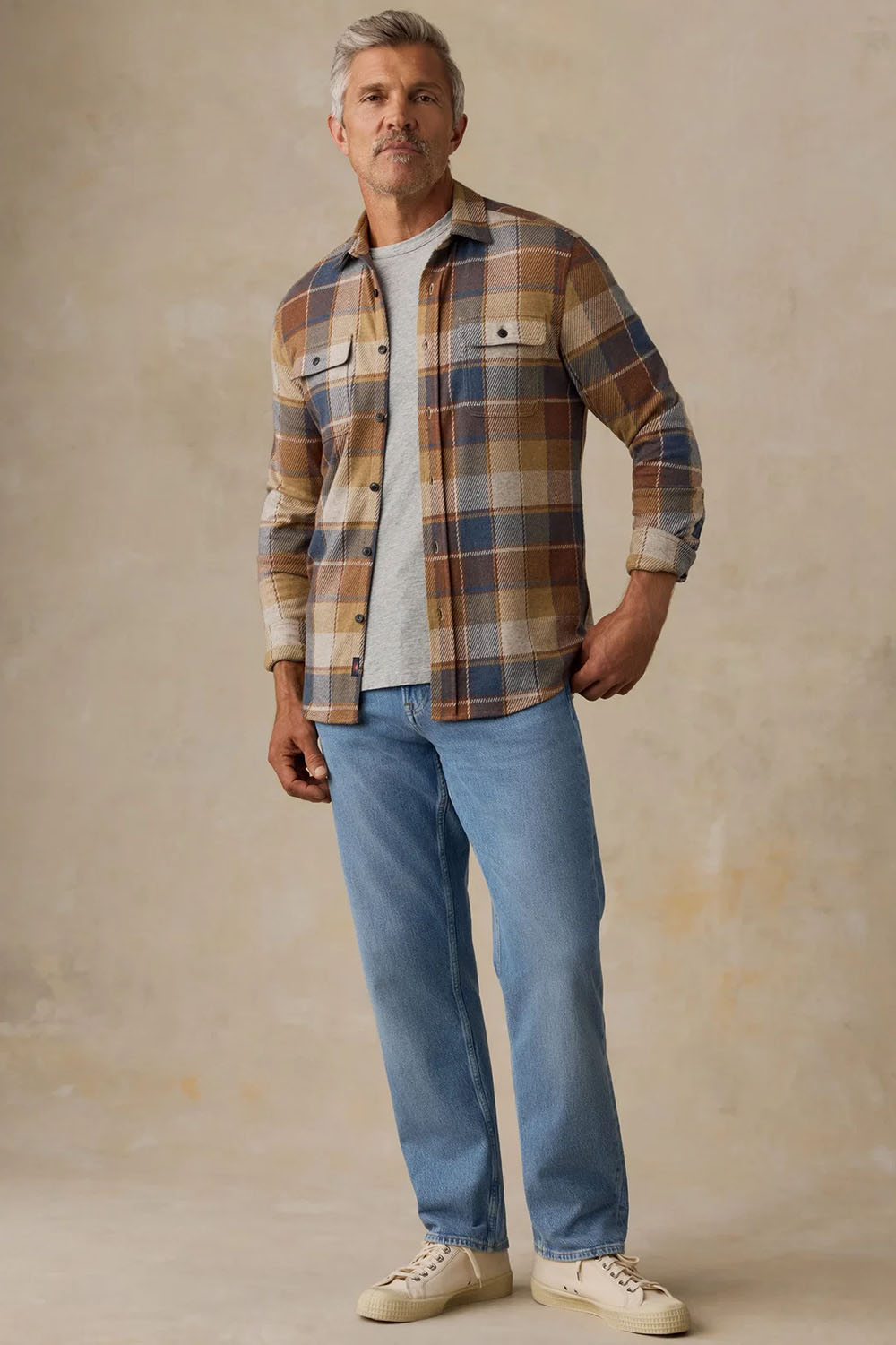 Faherty Legend Sweater Shirt in Boulder Creek Plaid — Full-body view