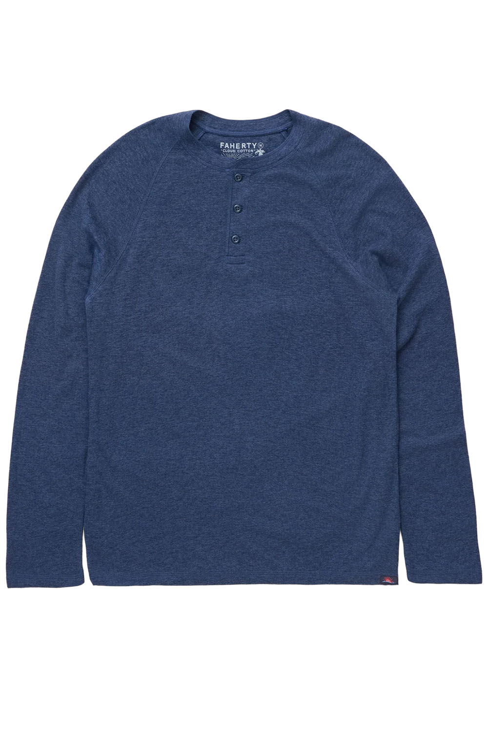 Faherty - Long Sleeve Cloud Henley - Baltic Navy Heather - Flatlay Front