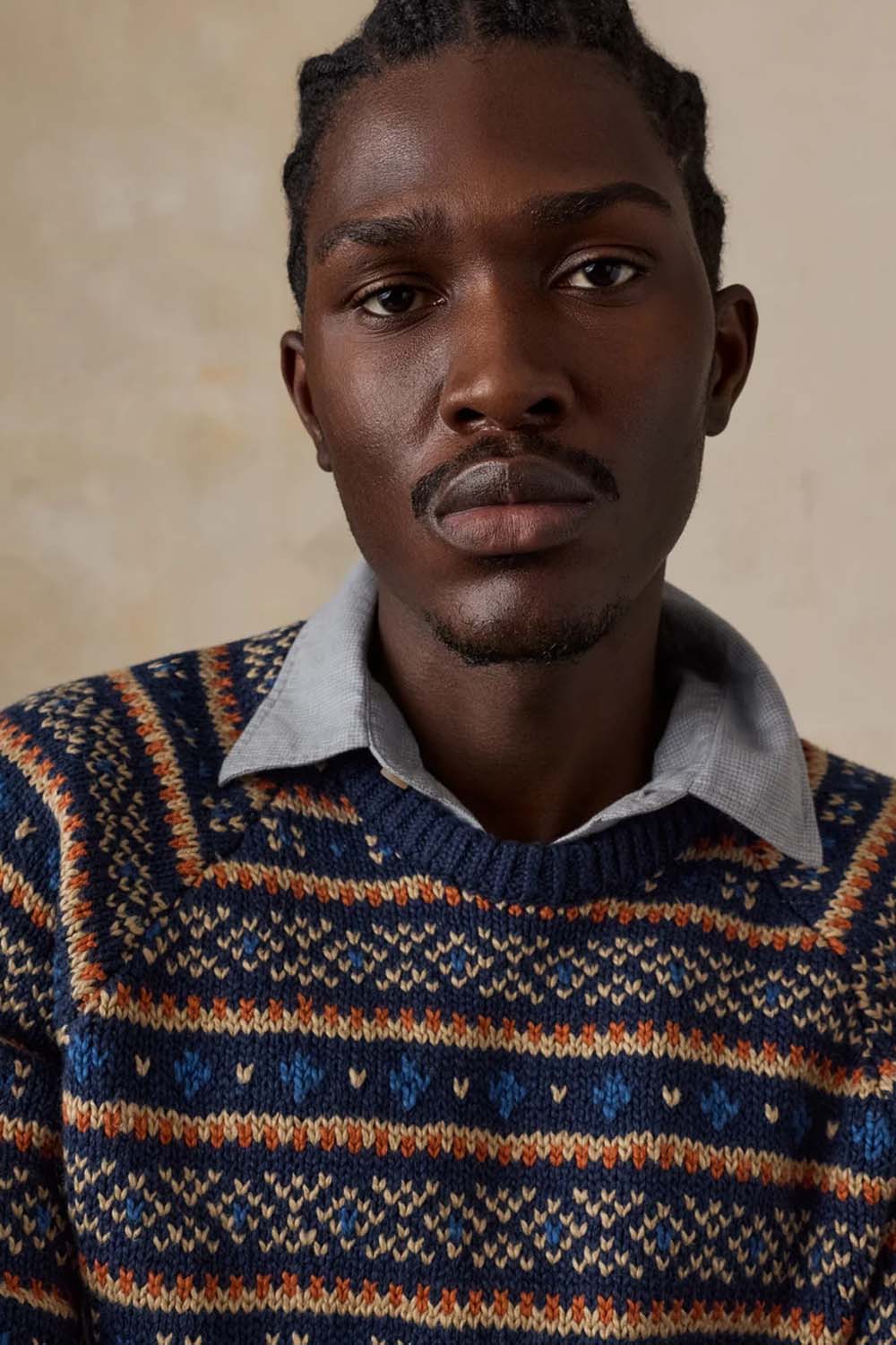 Faherty - Nordic Sweater Crew - Northern Nights Fairisle - Detail Collar