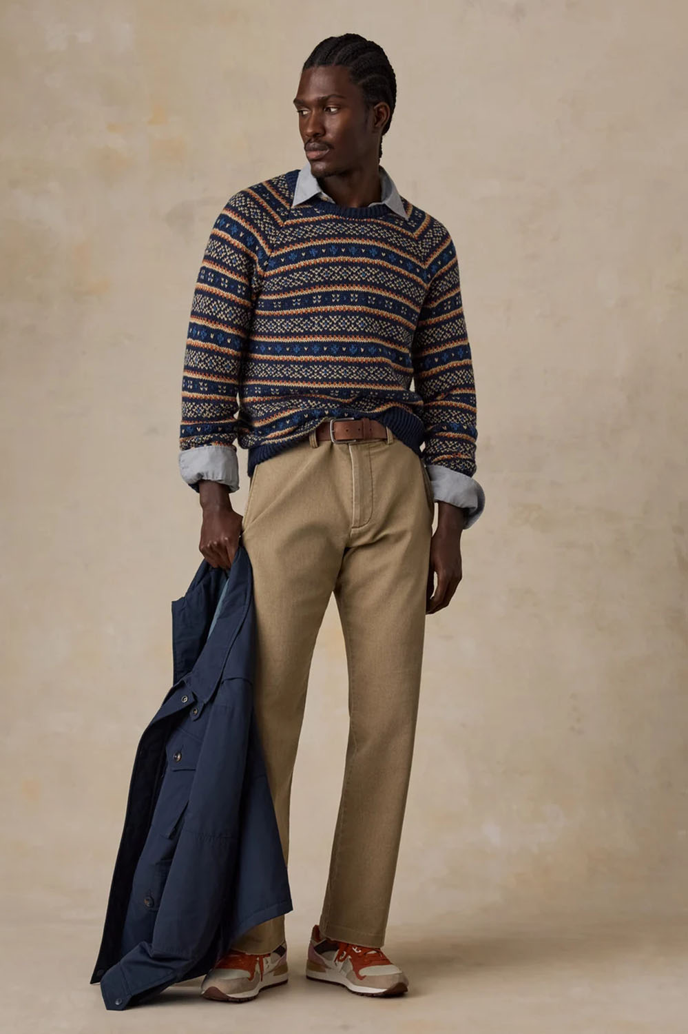 Faherty - Nordic Sweater Crew - Northern Nights Fairisle - Model Full Body