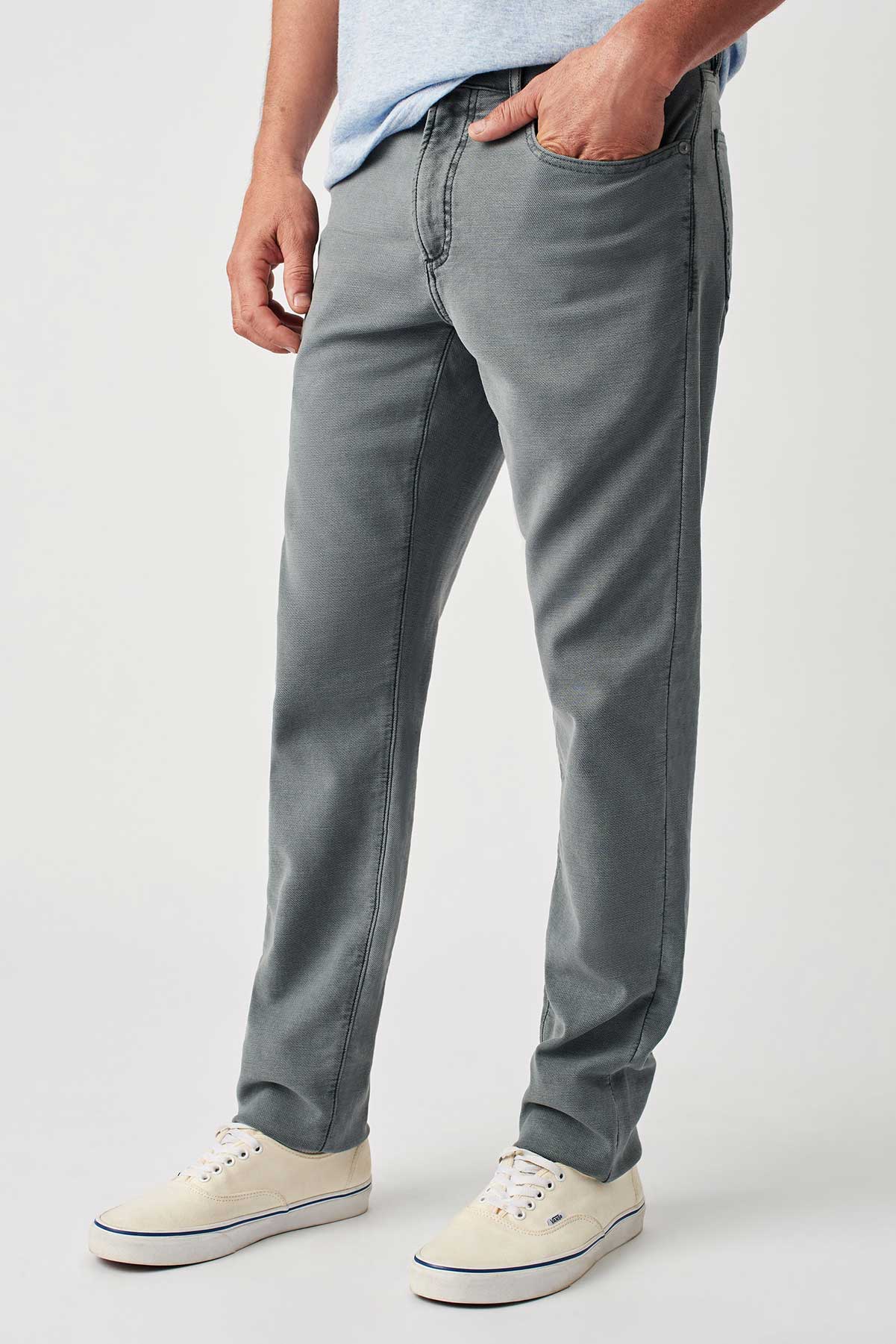 Faherty - Stretch Terry 5 Pocket - Slate - Model Front