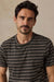 Faherty - Sunwashed Tee - Black Sand Stripe - Detail Collar