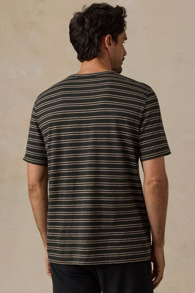 Faherty - Sunwashed Tee - Black Sand Stripe - Model Back