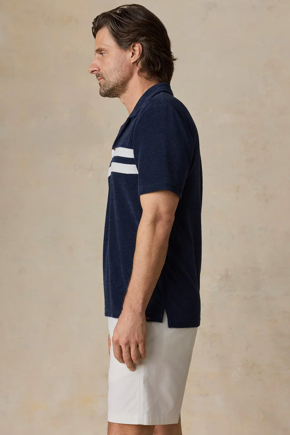 faherty cabana towel terry polo deep navy side
