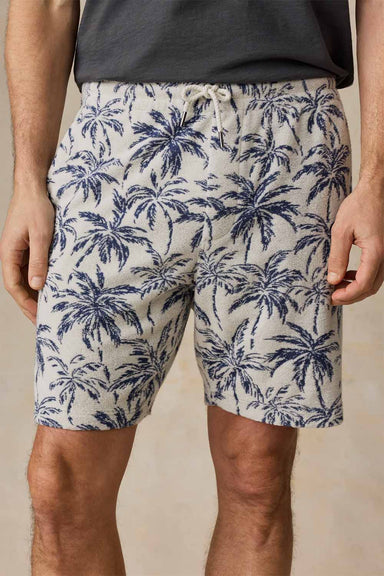 faherty cabana towel terry sweatshort ivory tropic trees front