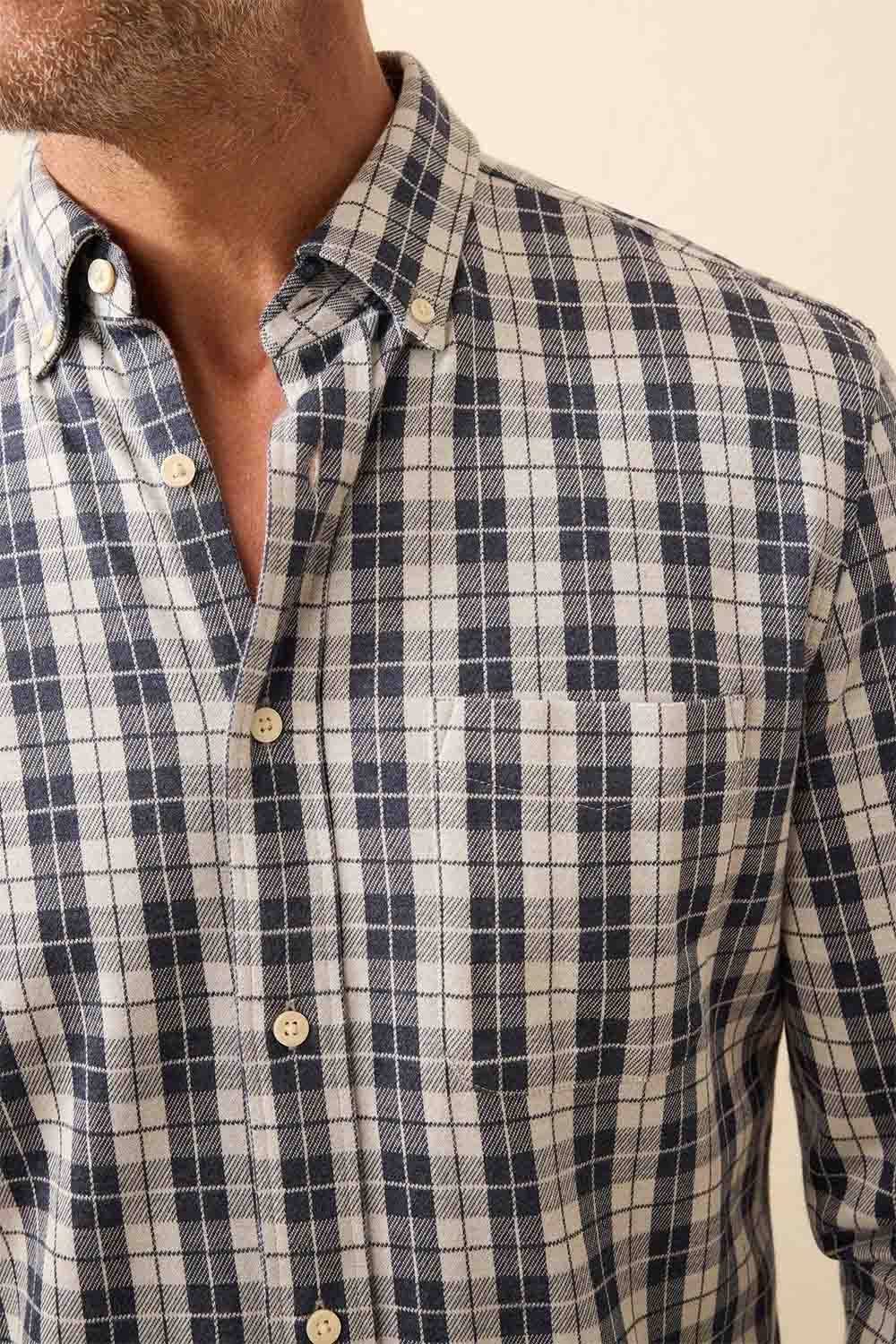 faherty coastline knit shirt royal canyon plaid detail