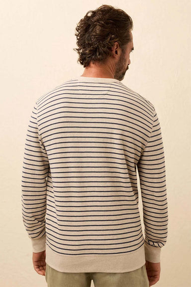 faherty double knit crew oat navy stripe back