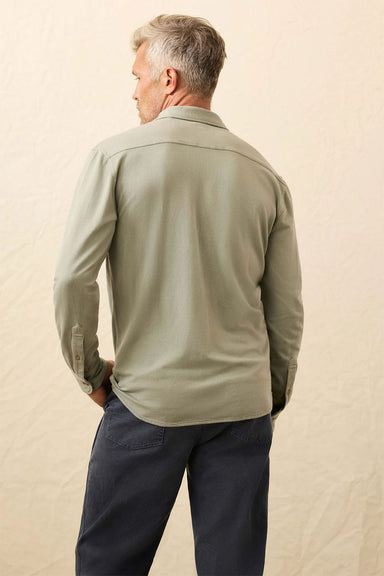 faherty field knit utility shirt coastal sage back