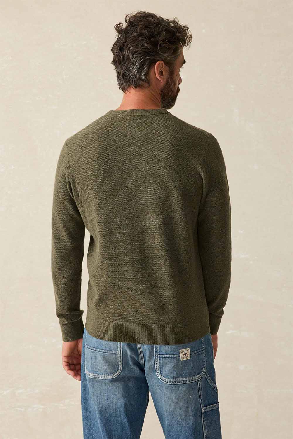 Faherty - Jackson Crew Sweater - Olive Heather - Back