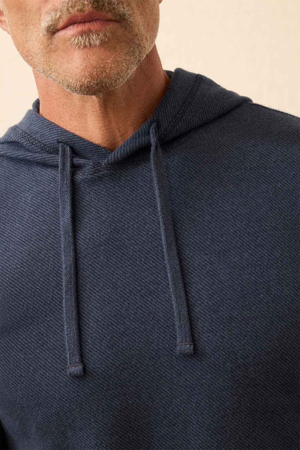 faherty legend sweater hoodie brighton navy twill detail