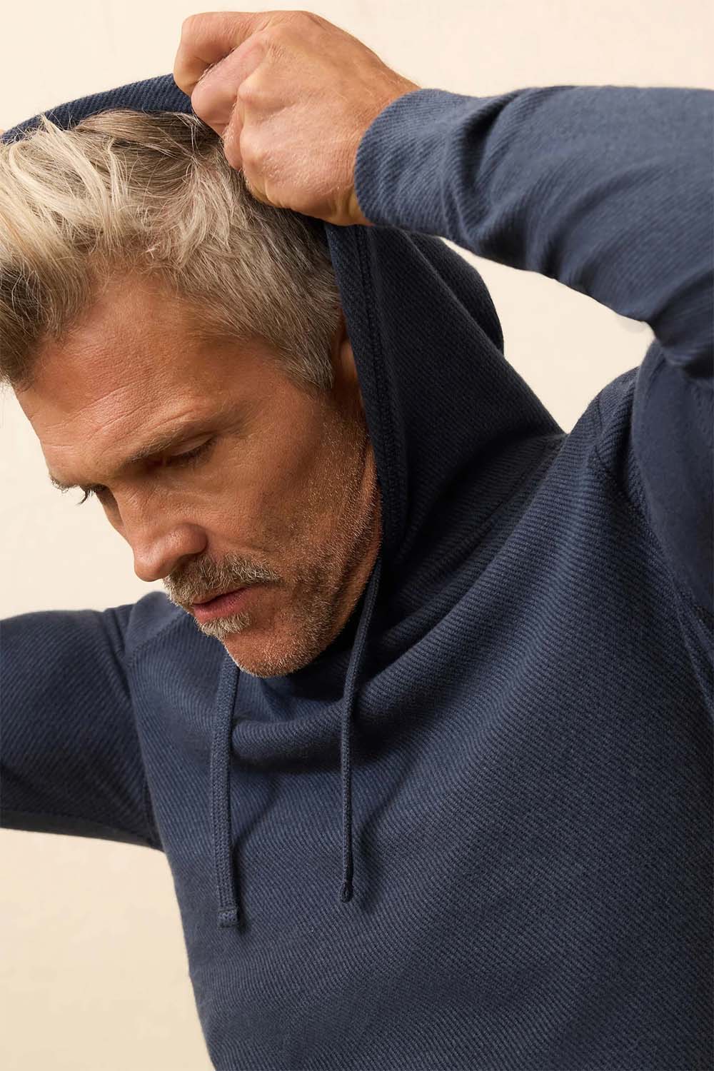 faherty legend sweater hoodie brighton navy twill hood