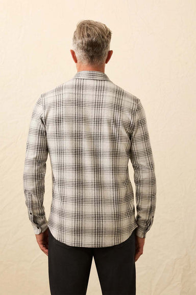 faherty legend sweater shirt charcoal cream plaid back