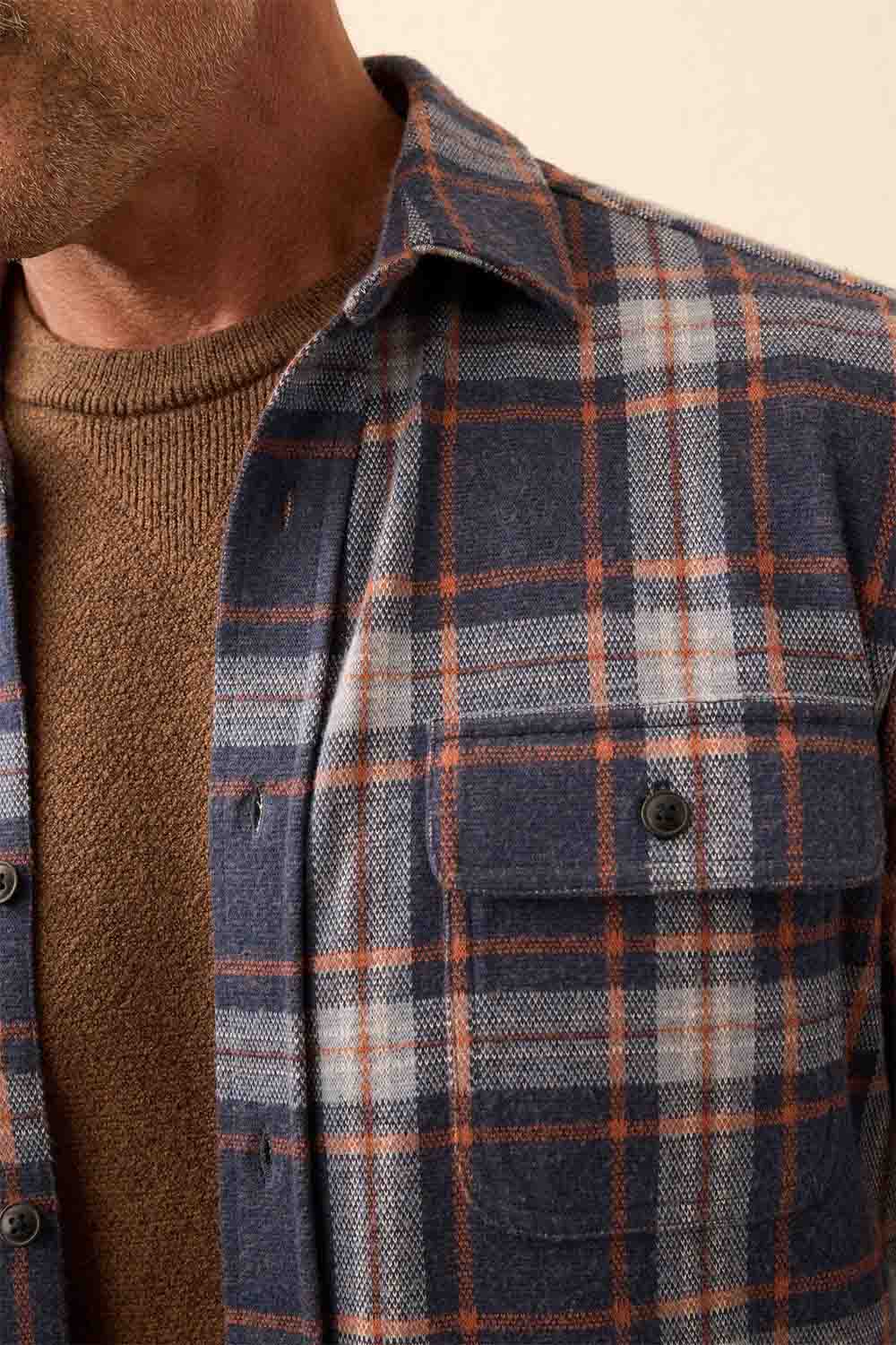 faherty legend sweater shirt foxhound lake plaid detail