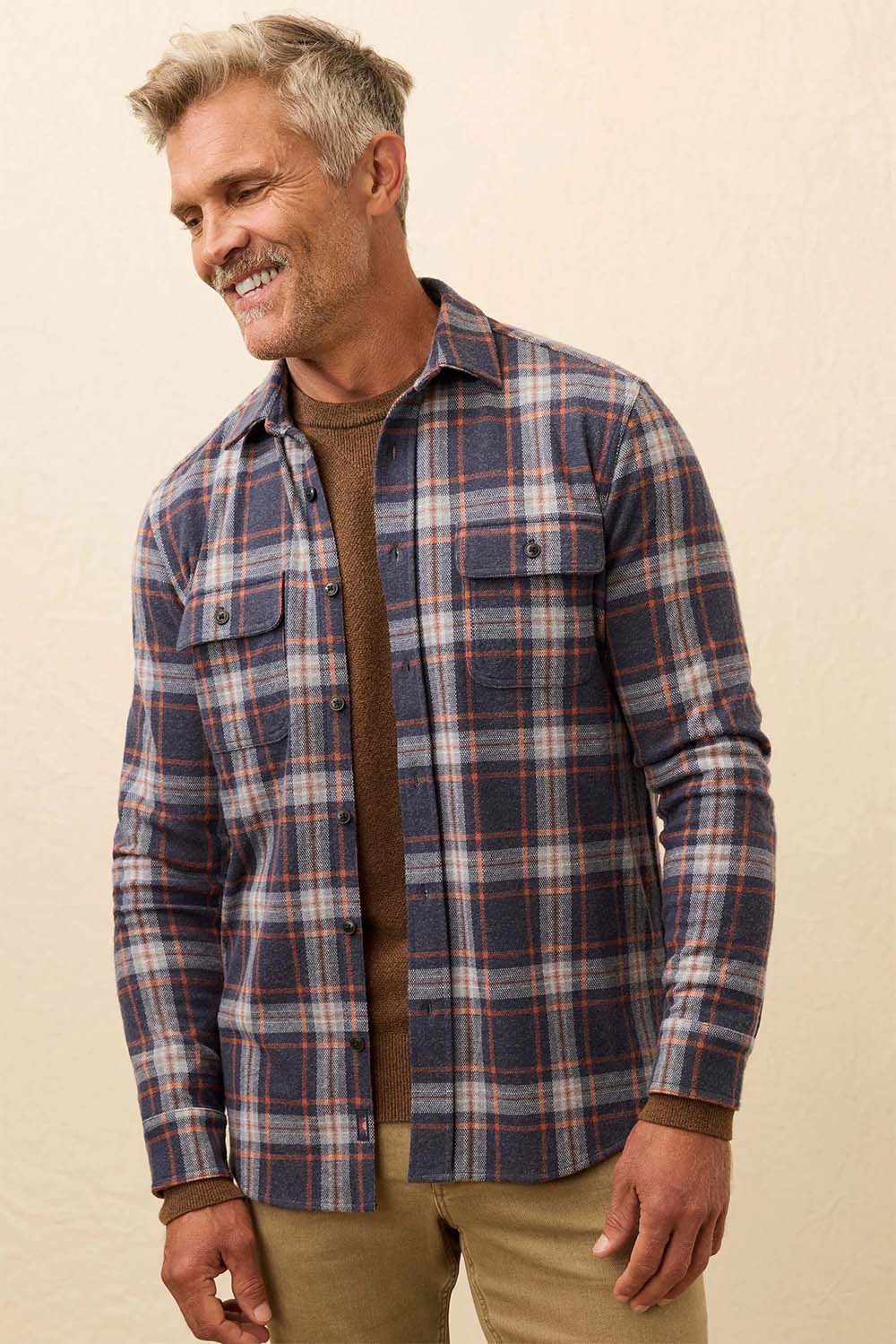 faherty legend sweater shirt foxhound lake plaid front