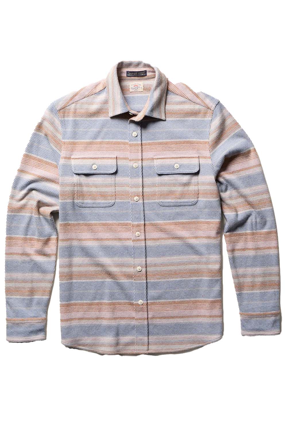 faherty legend sweater shirt isle breeze stripe flatlay