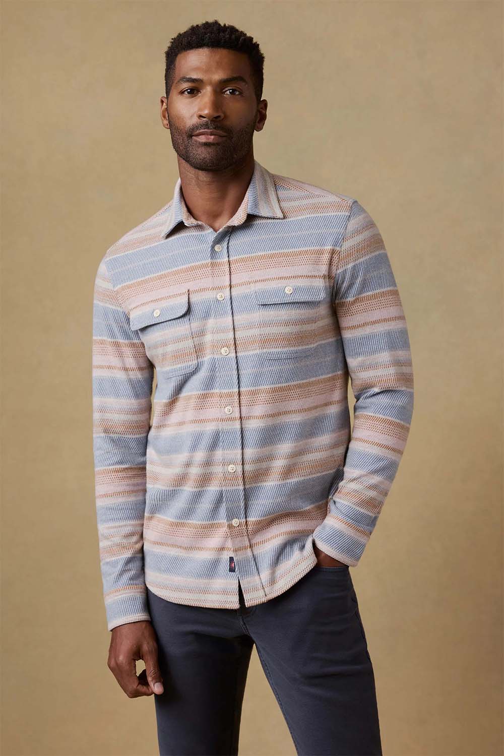 faherty legend sweater shirt isle breeze stripe front