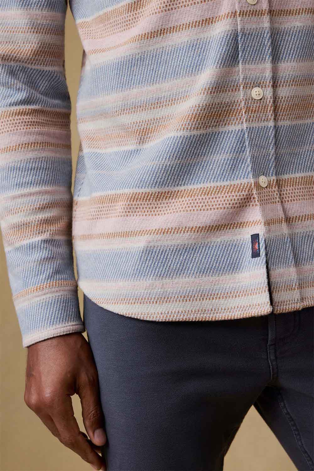faherty legend sweater shirt isle breeze stripe hem
