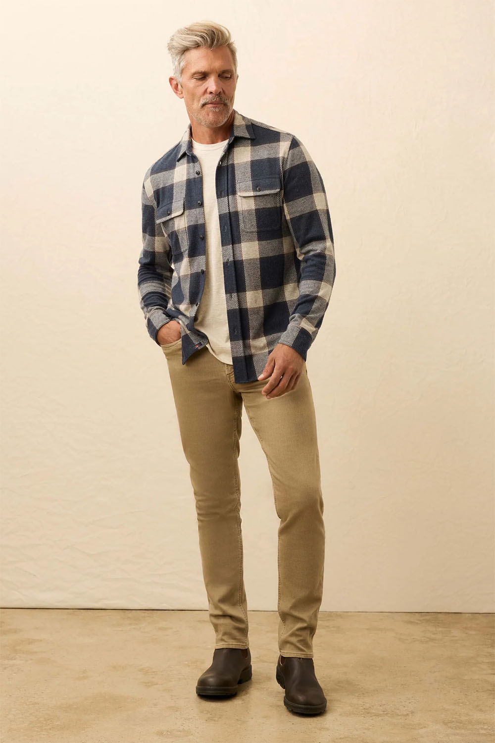 faherty legend sweater shirt navy cloud plaid