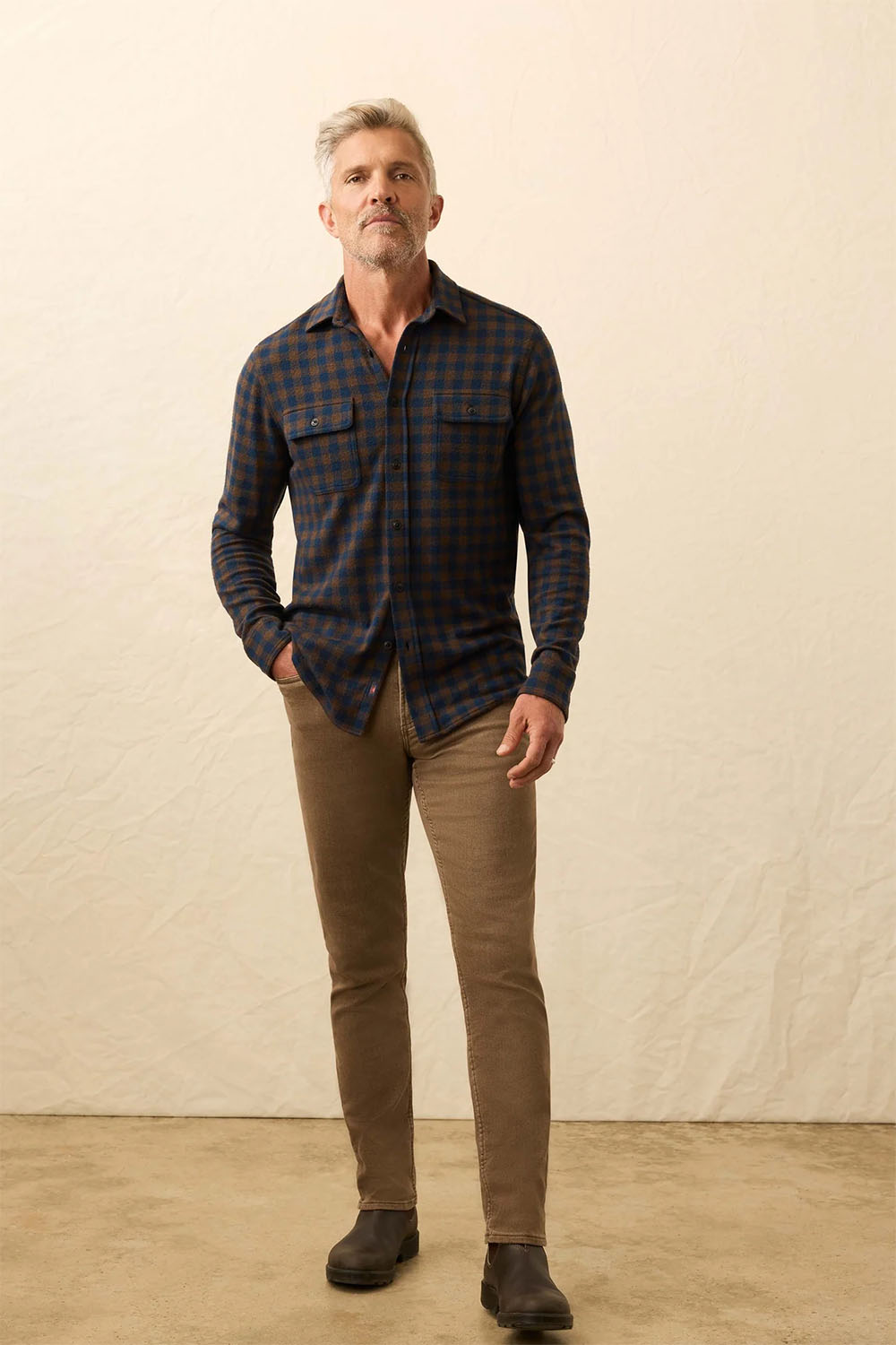 faherty legend sweater shirt navy woodland check