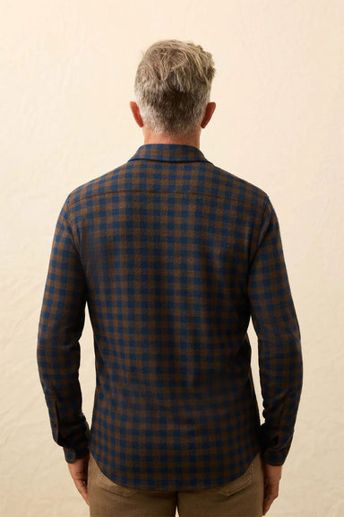 faherty legend sweater shirt navy woodland check back