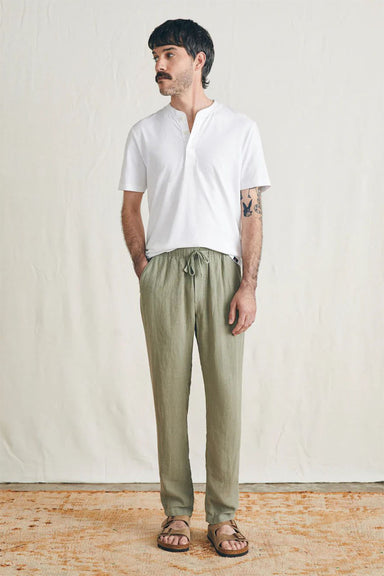 faherty linen drawstring pant canyon olive