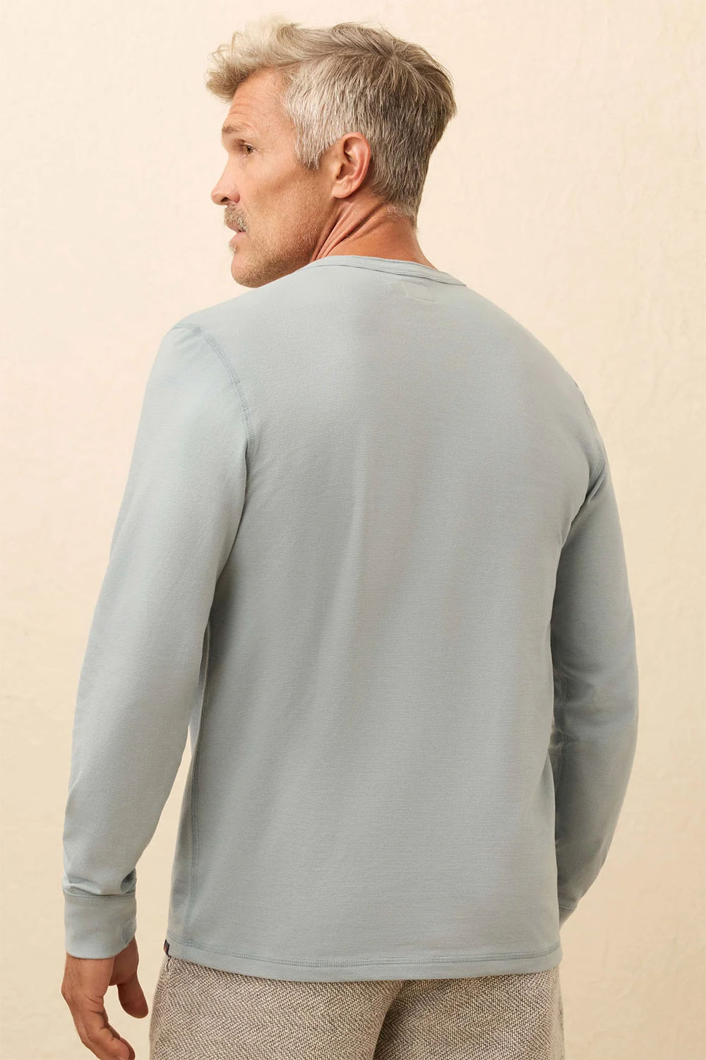 faherty ls waffle henley alaskan blue back