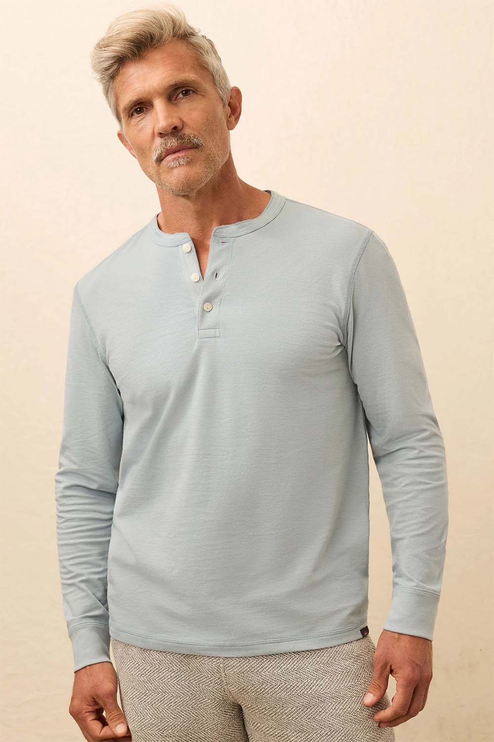 faherty ls waffle henley alaskan blue front