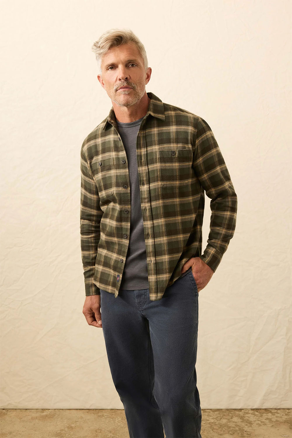 Faherty - Nazare Flannel - Garret Verde Plaid - Front