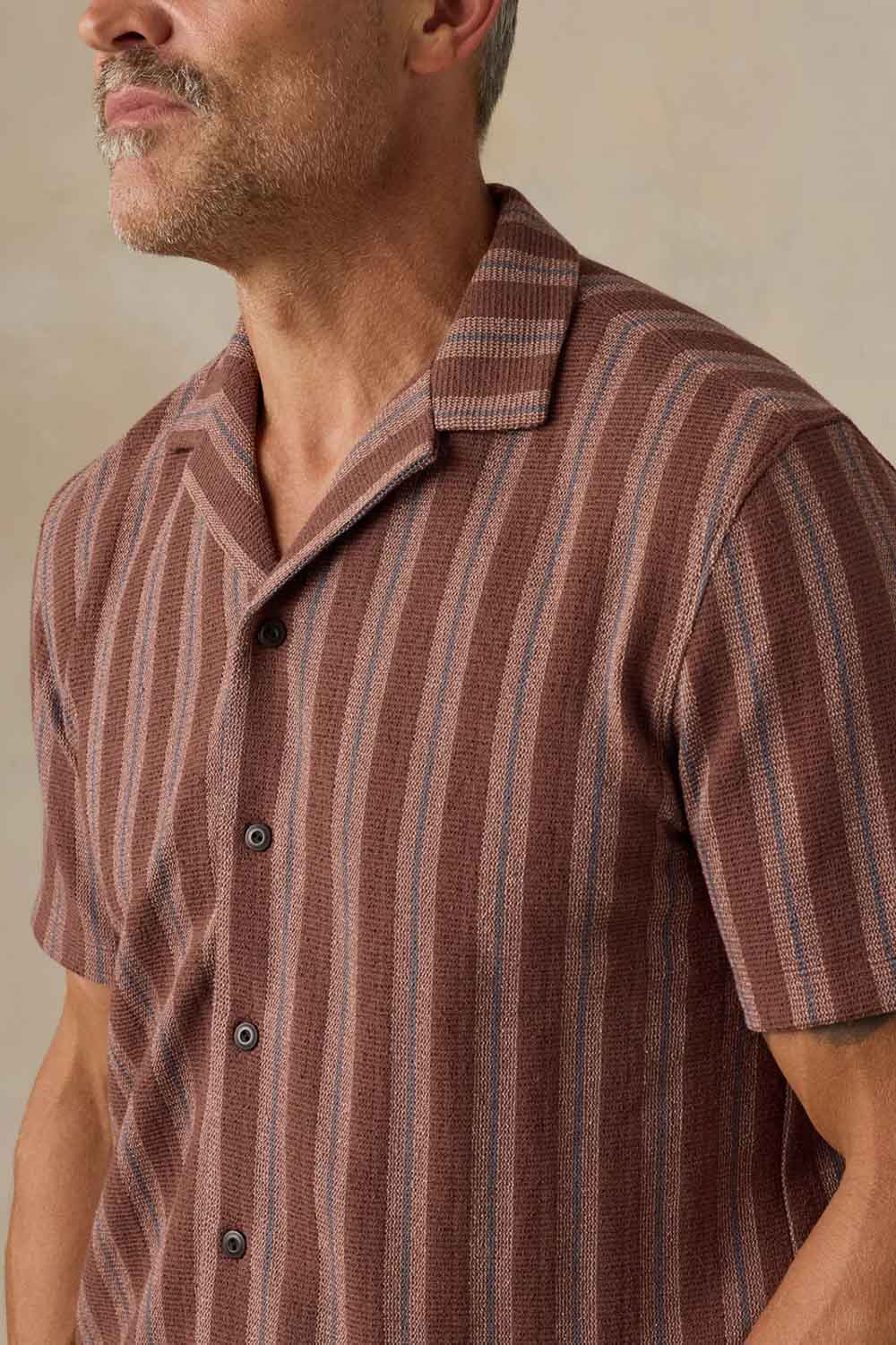 faherty oasis camp ss autumn sky stripe detail