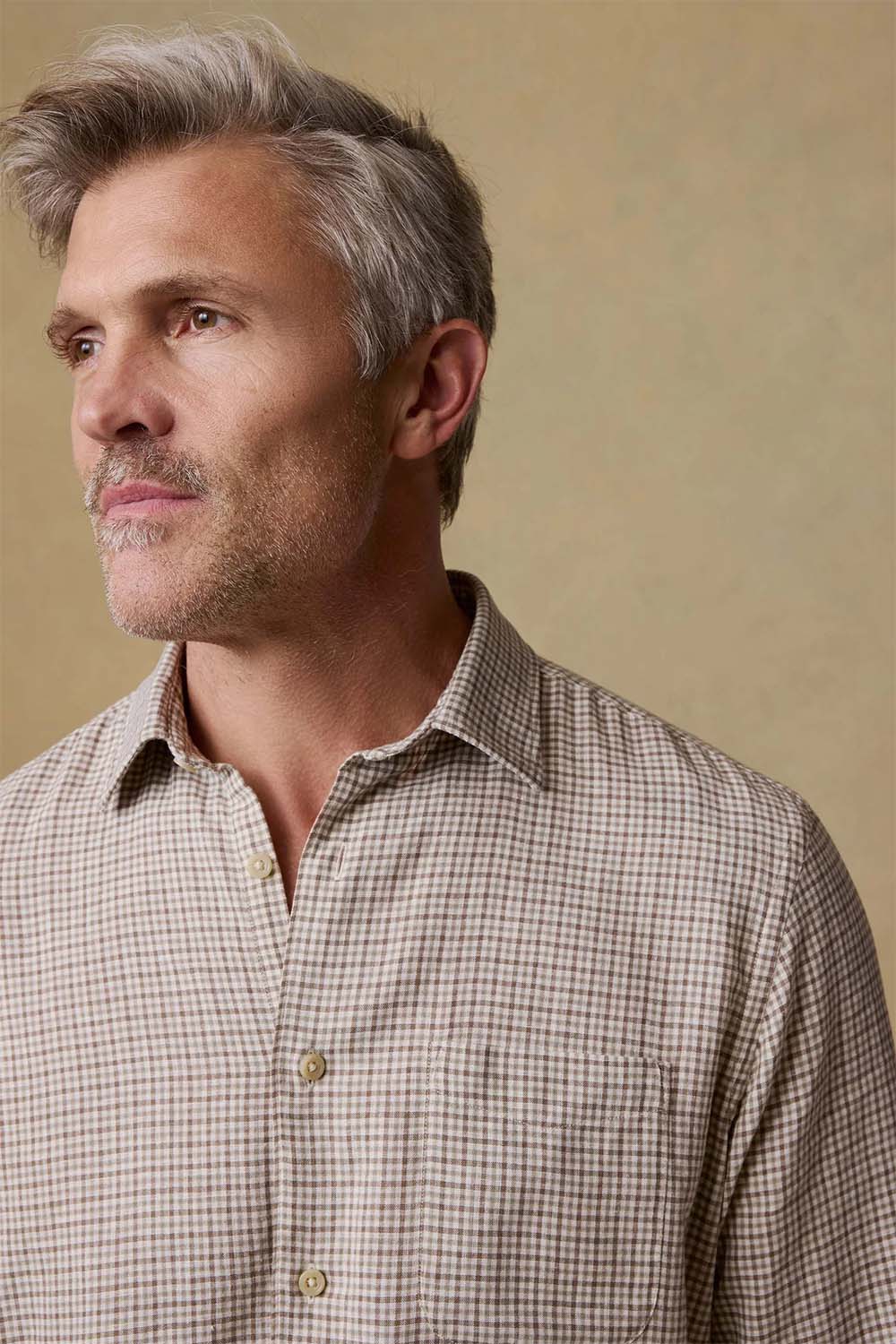 faherty palmetto ls shirt stone palm check detail