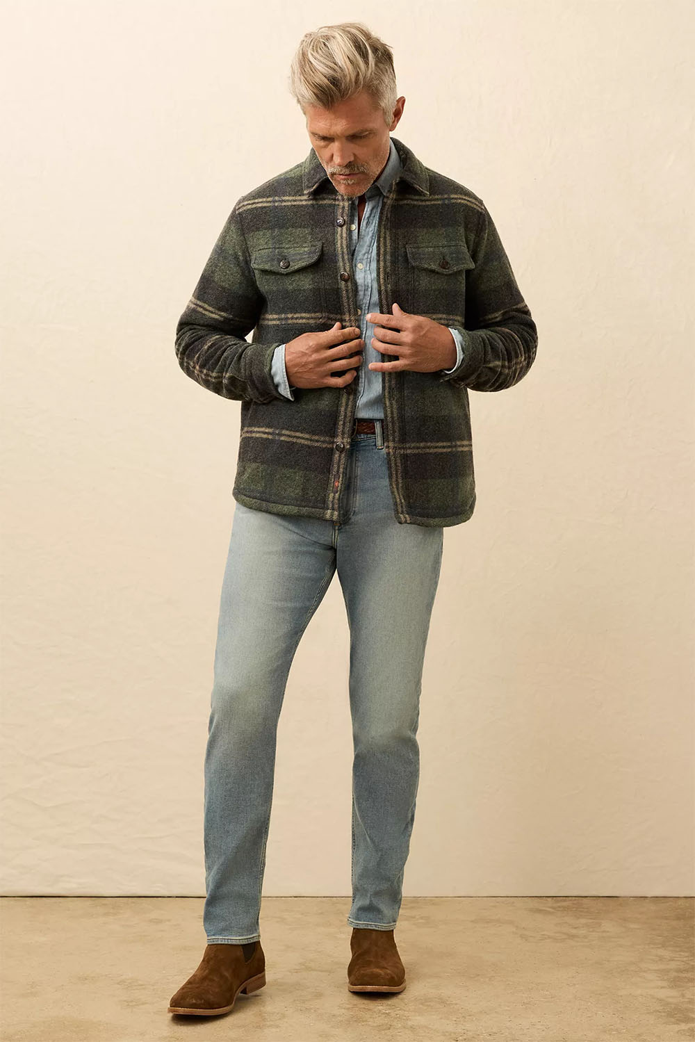 faherty range fleece lined cpo forest point plaid