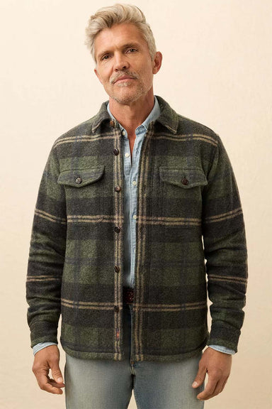 faherty range fleece lined cpo forest point plaid front