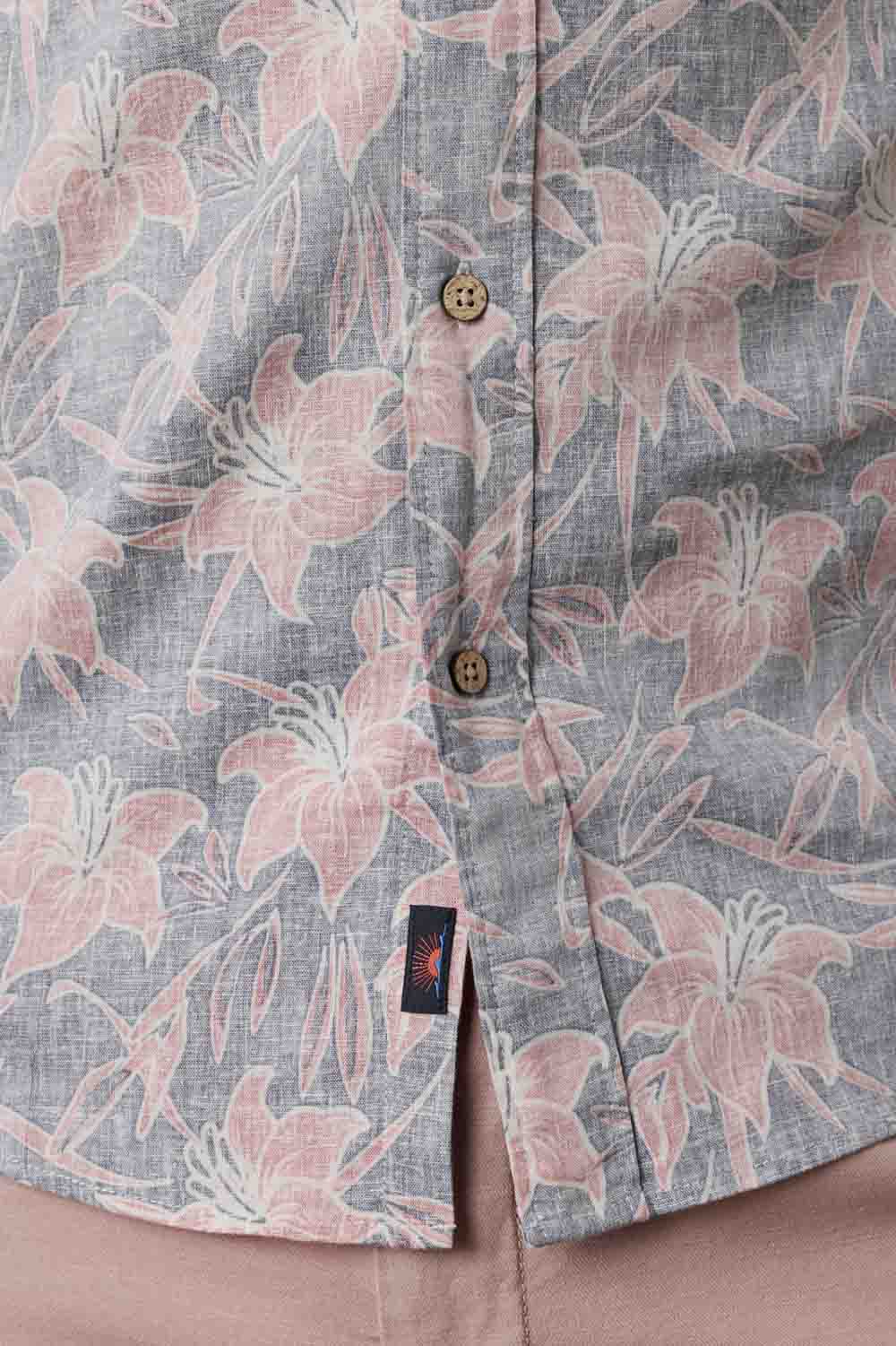 faherty ss breeze shirt navy red lotus buttons