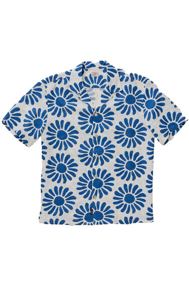 faherty ss linen camp shirt antilles blue suns flatlay