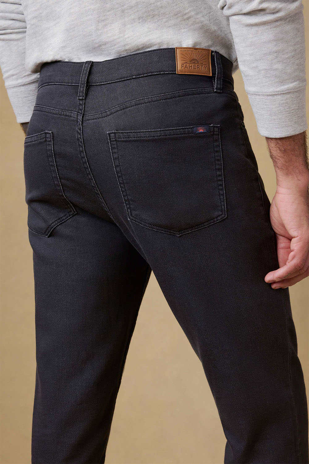 faherty stretch terry 5 pocket onyx black back