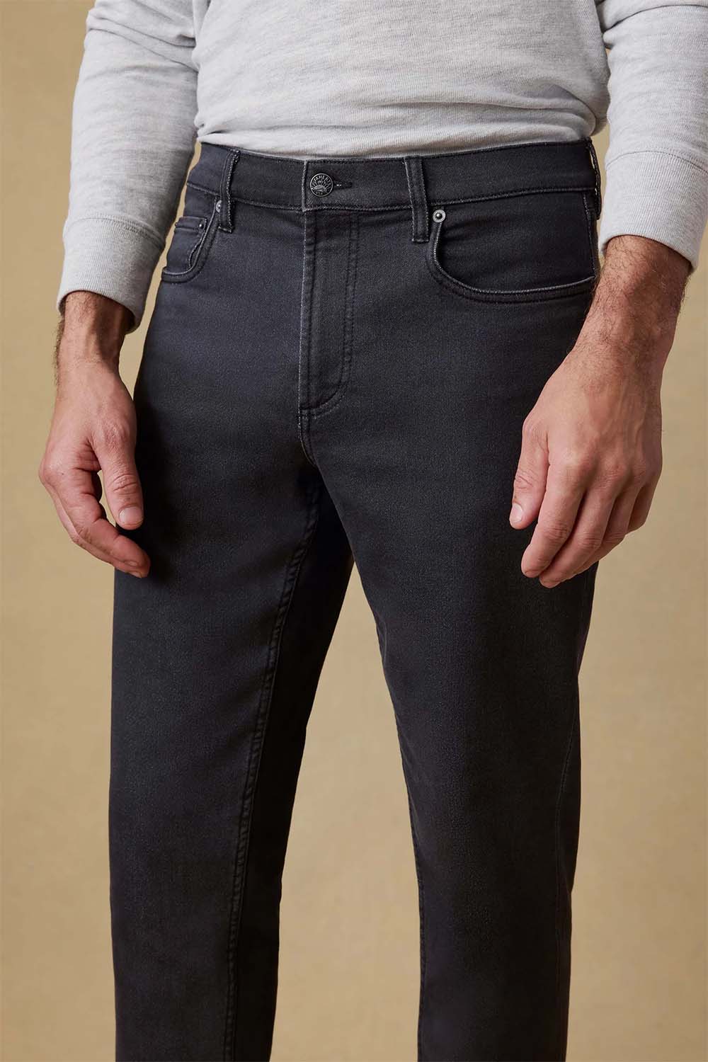 faherty stretch terry 5 pocket onyx black front