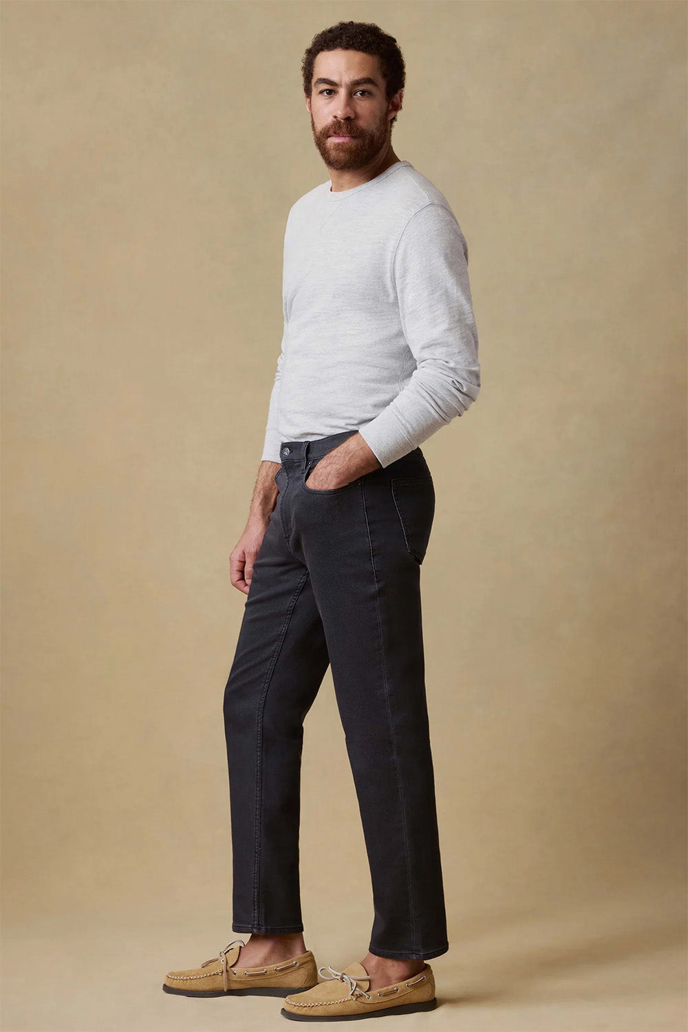 faherty stretch terry 5 pocket onyx black side