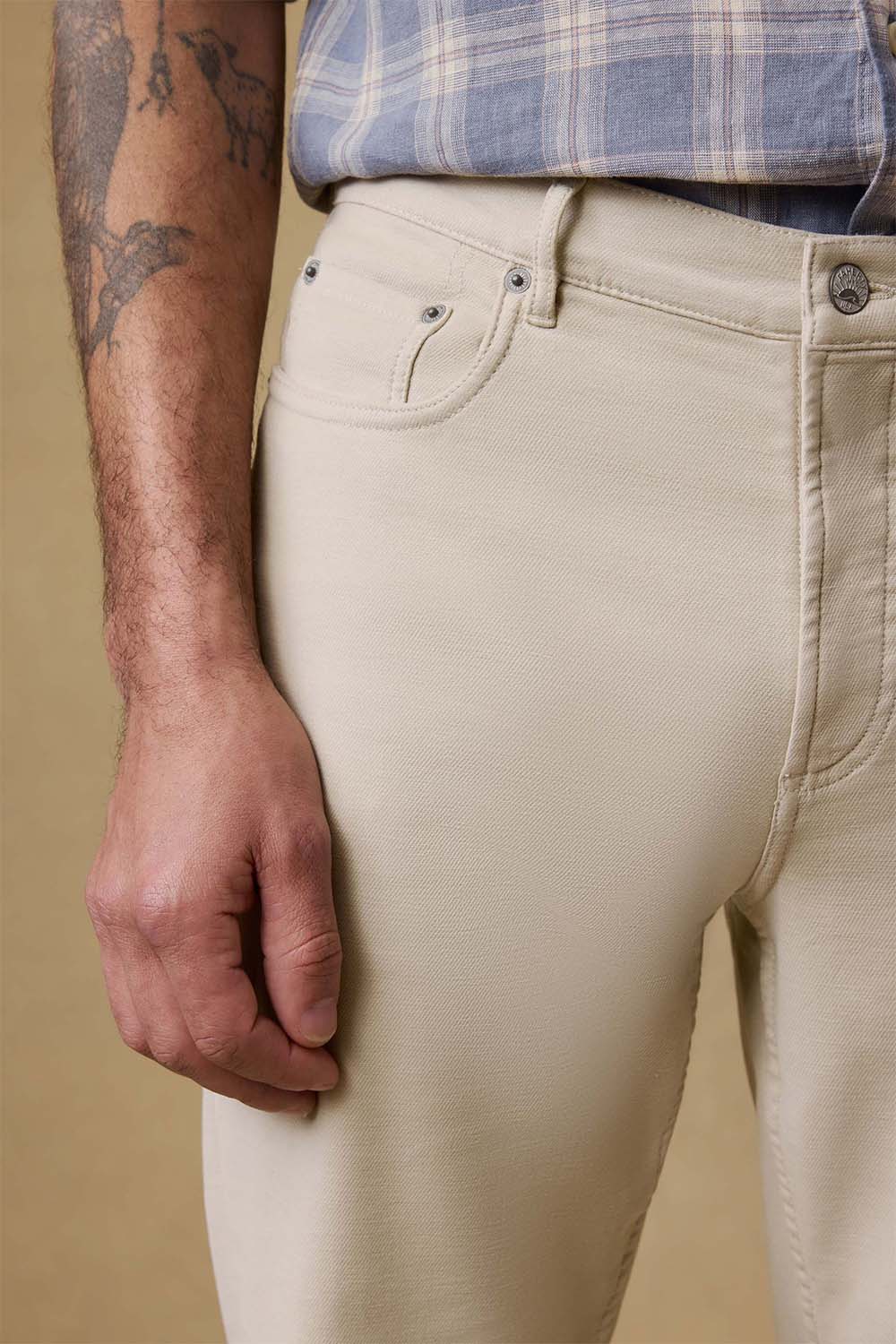 faherty stretch terry 5 pocket stone detail