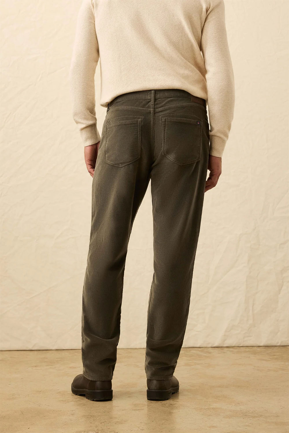 faherty stretch terry cord 5 pocket pant mountain forest back