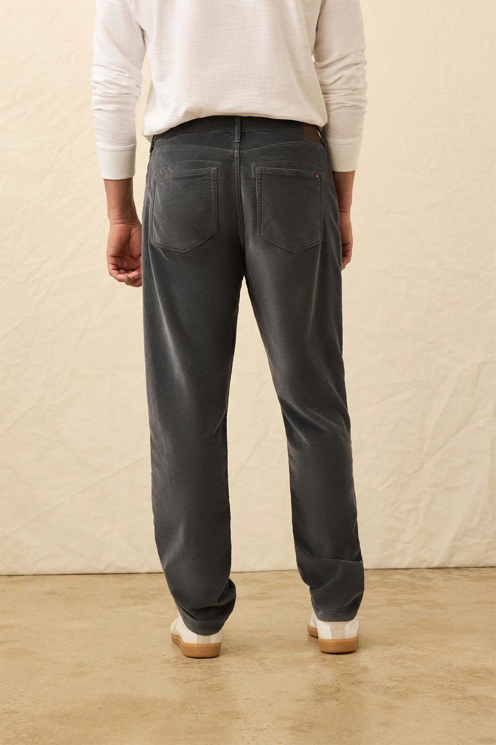 faherty stretch terry cord 5 pocket pant steel river back