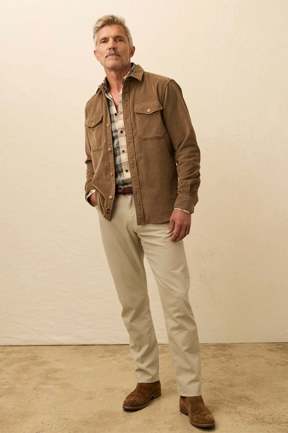 faherty stretch terry cord workshirt timber