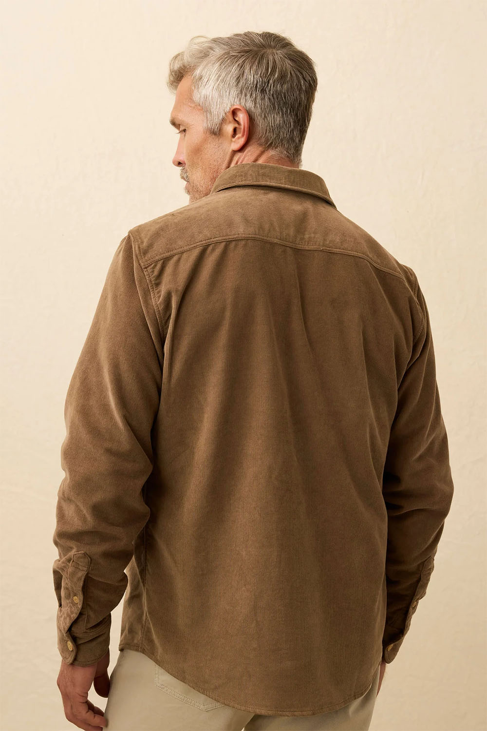 faherty stretch terry cord workshirt timber back