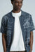 far afield zigger knitted shirt blue palms  front