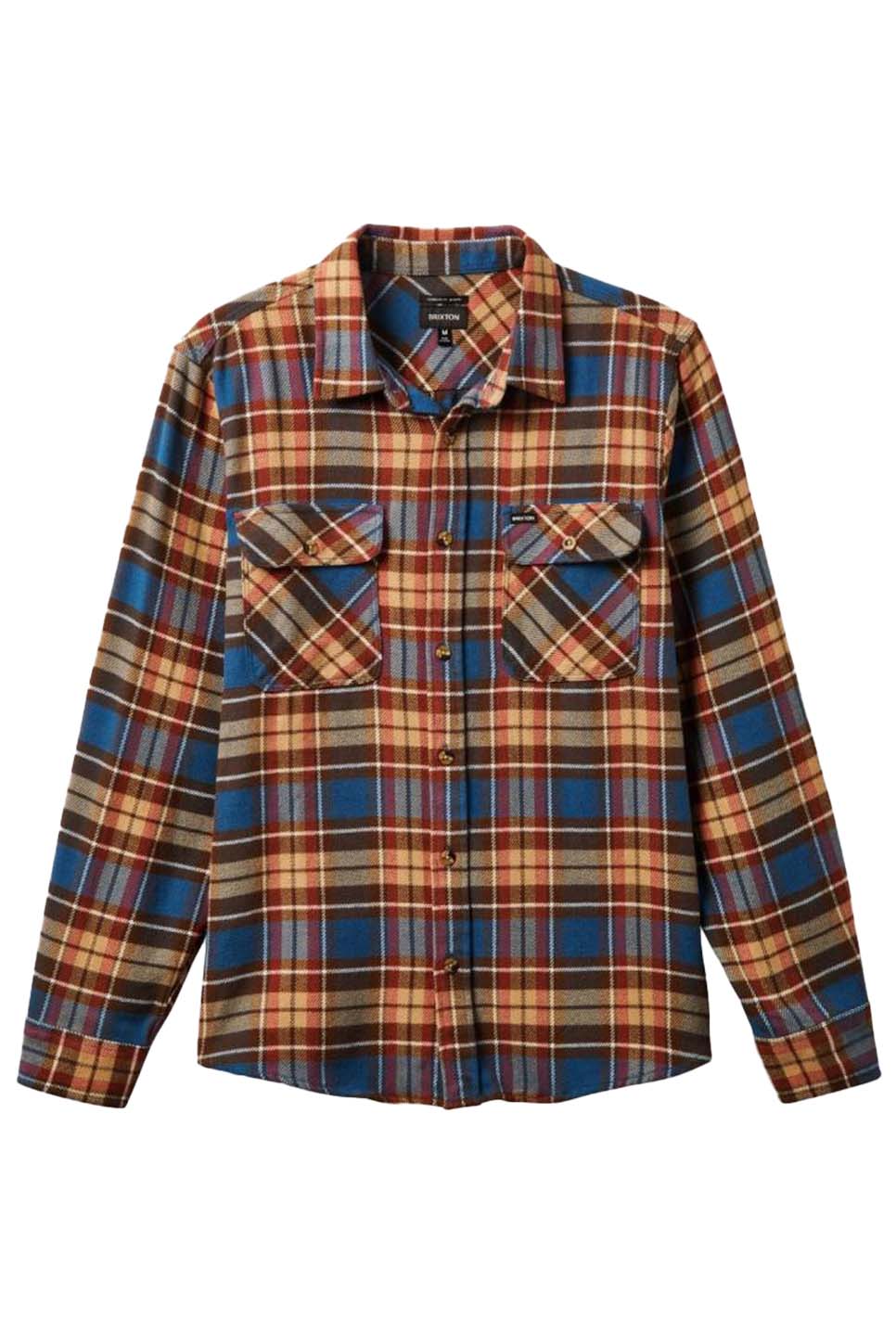 Brixton - Bowery LS Flannel - Ocean Blue/Palm Desert/Sand - Flatlay