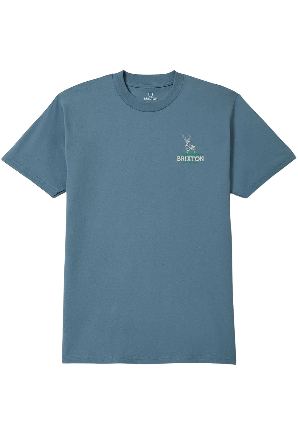 Brixton Oakmont Tee in Harbor Blue — Front view
