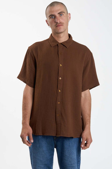 Thrills - Minimal Thrills Seersucker SS - Chestnut - Front