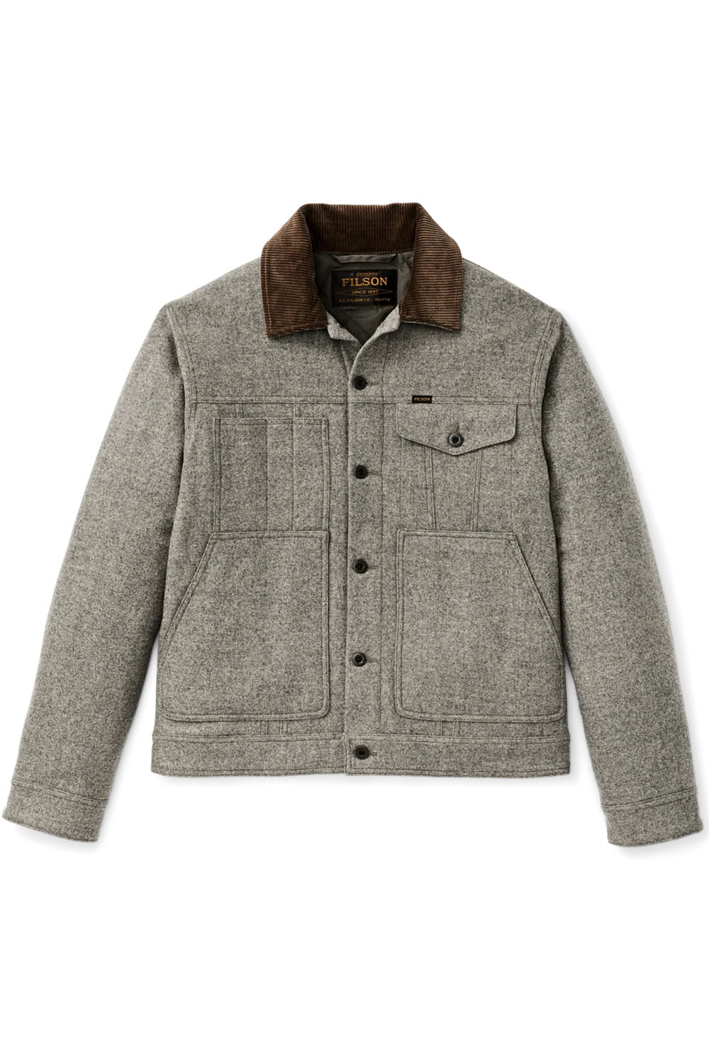Filson - Spokane Insulated Short Cruiser - Vintage Heather Gray - Flatlay