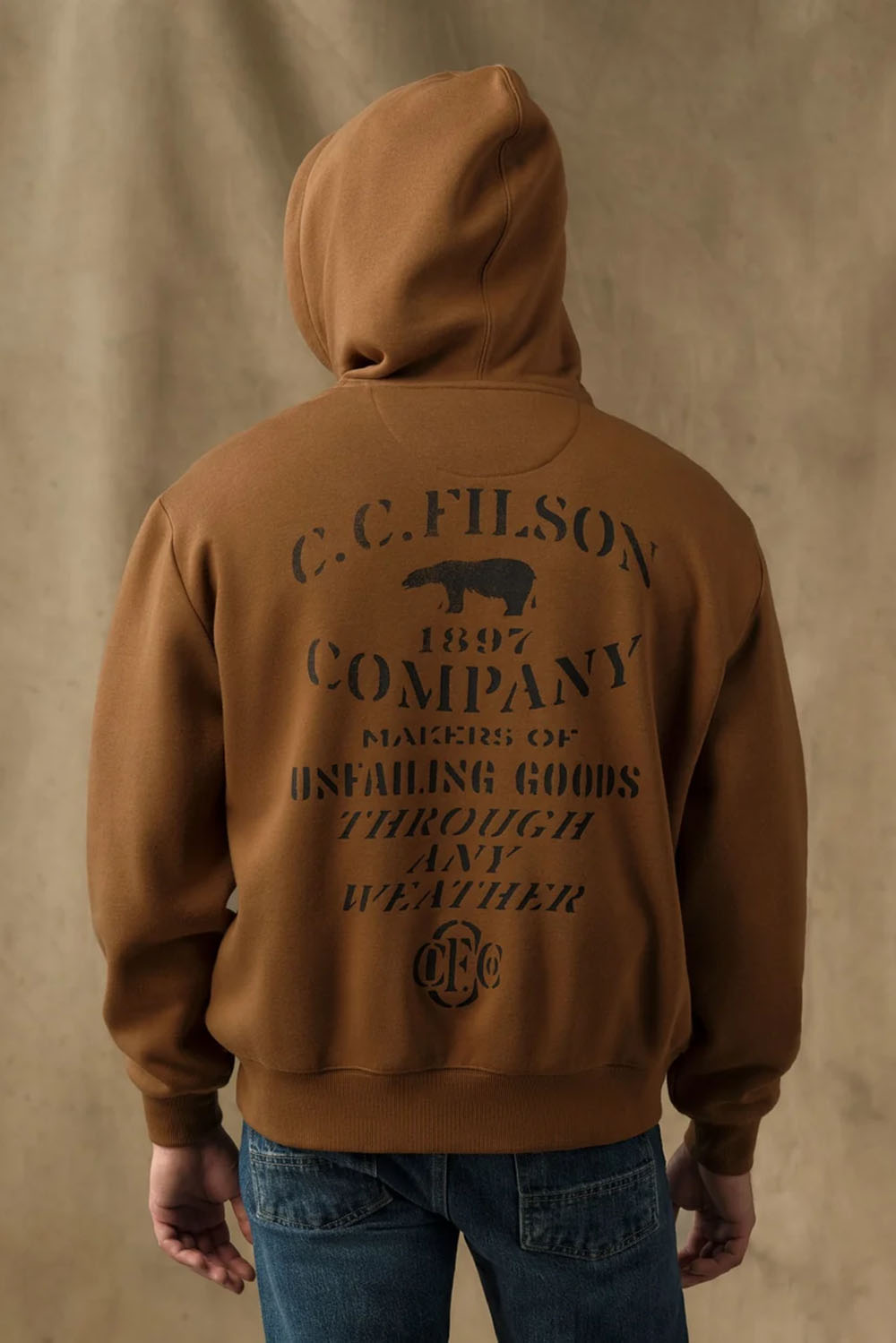 Filson - Stencil Graphic Hoodie - Whiskey - Model Back